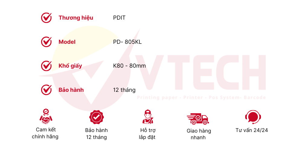 Chính sách bảo hành PDIT PD-805KL